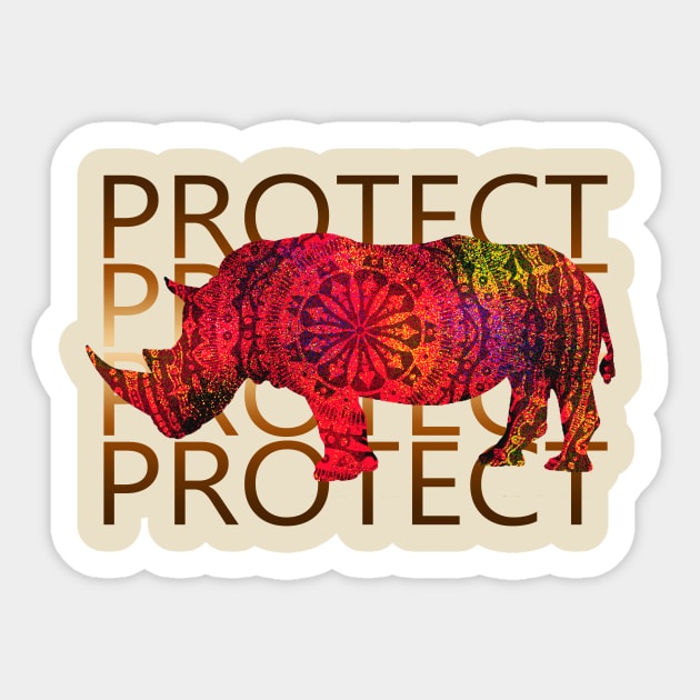 Protect Rhino Sticker by StephenBibbArt